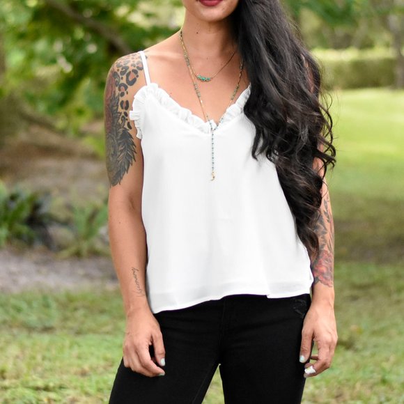 White Ruffled Camisole - Picture 3 of 3